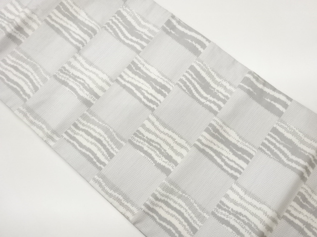 市松に縞模様織出し名古屋帯